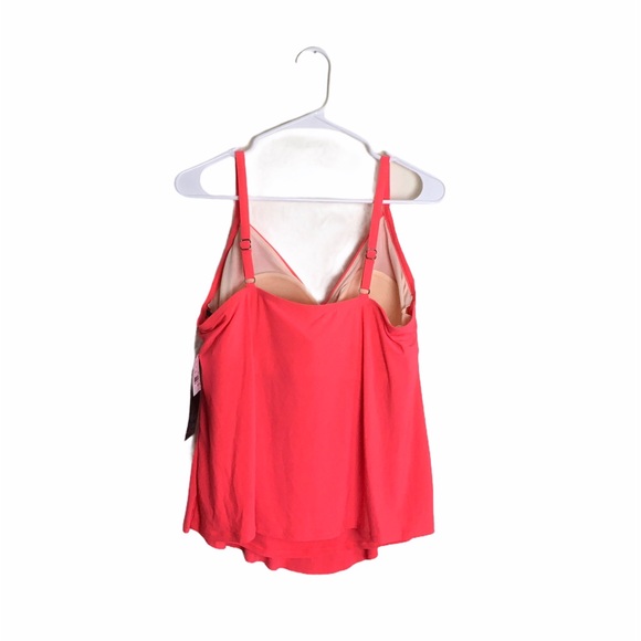 Women's Plus Size Tiered Tankini Top Neon Coral - Picture 7 of 8